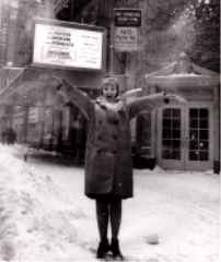 Inga Swenson in front of the Broadhurst Theater on Broadway!